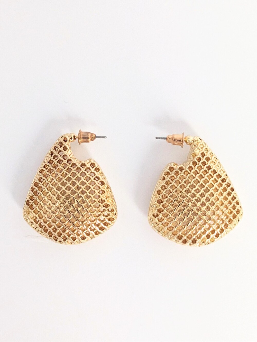 Gold Sculptural Mesh Earrings